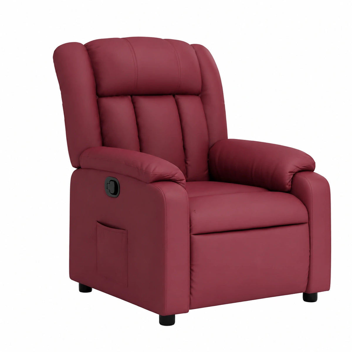 Poltrona reclinabile elettrica in pelle sintetica rossa con funzione automatica e imbottitura confortevole