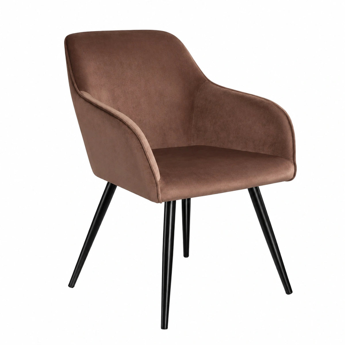 Set di 4 Sedie da Pranzo in Velluto con Imbottitura Morbida Ergonomica - Design Moderno, Marrone/Nero