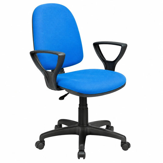 Sedia da Ufficio Ergonomica Girevole con Braccioli in Cotone Blu