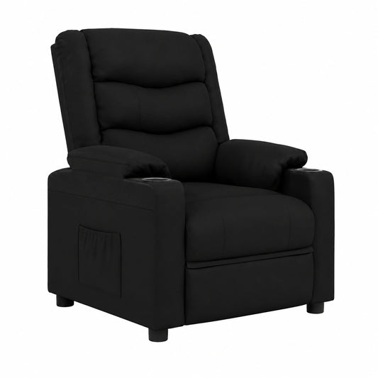 Poltrona Relax Elettrica in Eco-Pelle Nera con 3 Posizioni e Imbottitura Confortevole