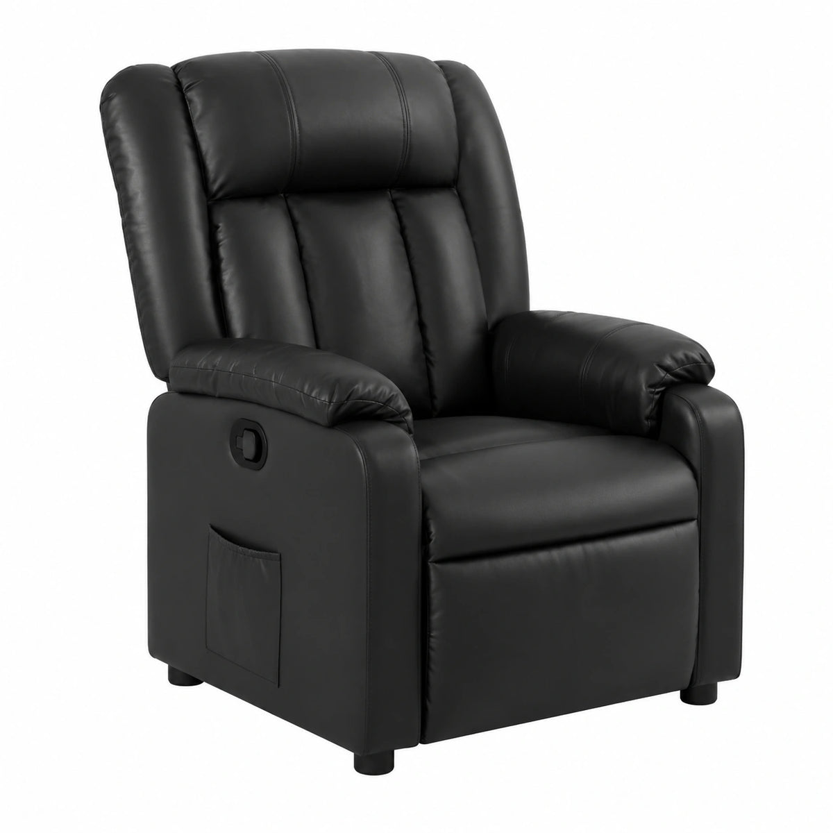 Poltrona Relax Elettrica in Pelle Sintetica Nera con Funzione Auto e Imbottitura Confortevole