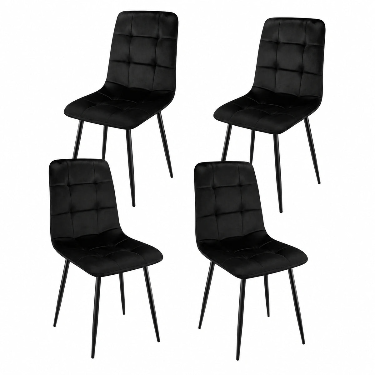 Set di 4 Sedie in Velluto Ergonomiche Moderne Comode e Facili da Montare per Casa e Ufficio - Nero