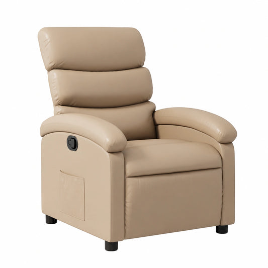 Poltrona Massaggiante Reclinabile in Similpelle Cappuccino con Funzione Elettrica Automatica e Imbottitura Confortevole