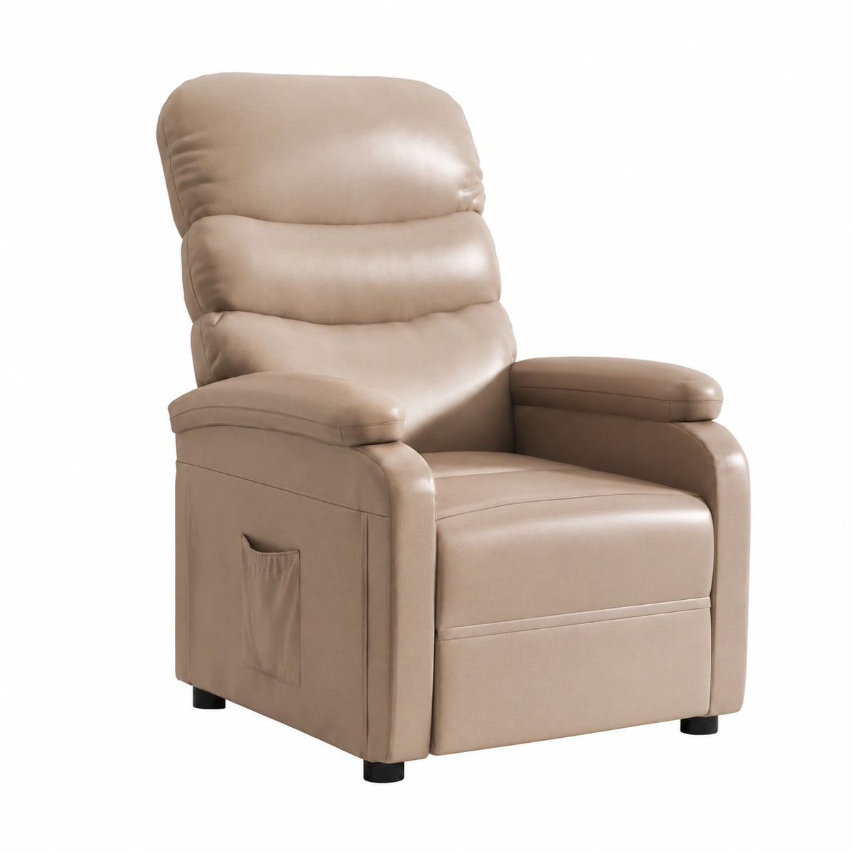 Poltrona relax ergonomica in ecopelle marrone cappuccino, reclinabile e regolabile, con telaio robusto e seduta imbottita