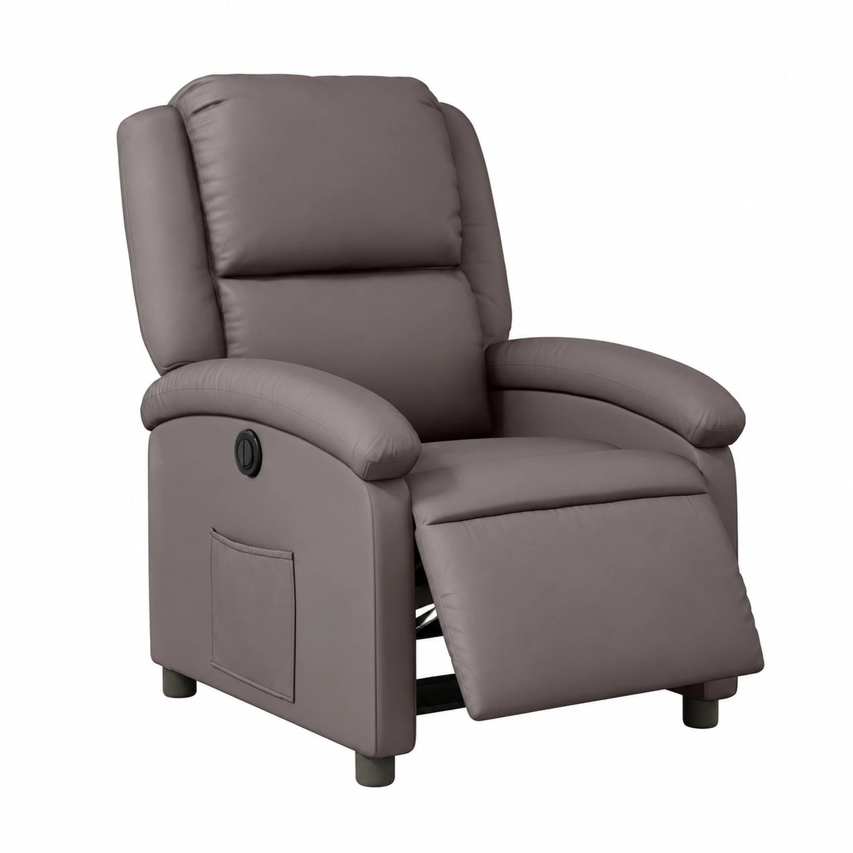 Poltrona elettrica reclinabile in pelle marrone scuro con comfort avanzato