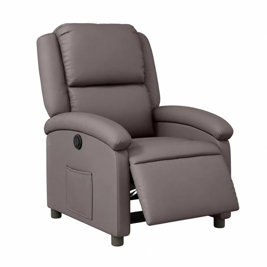 Poltrona elettrica reclinabile in pelle marrone scuro con comfort avanzato