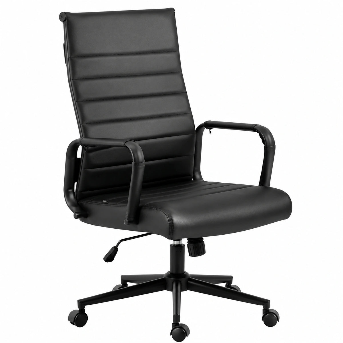 Sedia da Ufficio Ergonomica in Similpelle, Schienale Alto, Regolabile, Nero