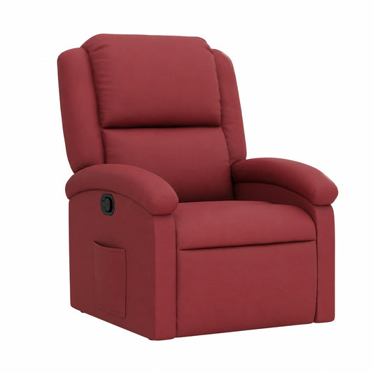 Poltrona Reclinabile in Similpelle Rossa con Funzione Elettrica e Imbottitura Confortevole