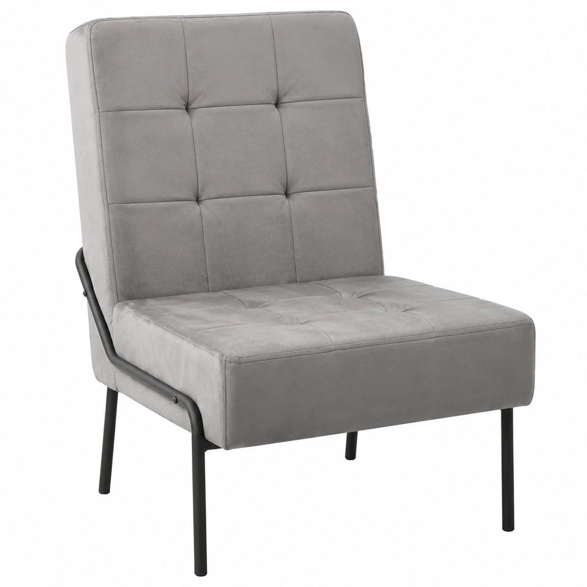Poltrona Lounge in Velluto Grigio Chiaro per Soggiorno e Camera da Letto, 65x79x87 cm