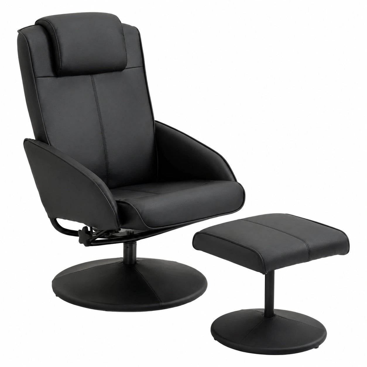 Poltrona Relax HOMCOM Reclinabile in Similpelle con Pouf, 71x78x101cm, Nero