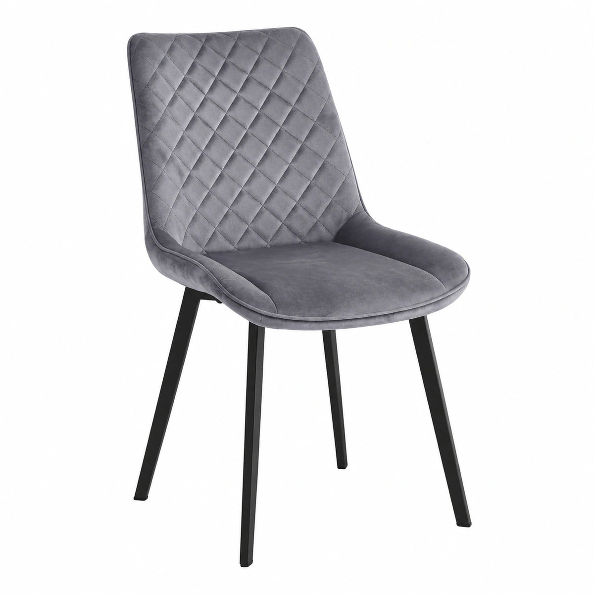 Set di 4 Sedie Ergonomiche Moderne in Velluto per Casa e Ufficio, con Gambe Nere e Struttura Robusta, Colore Grigio
