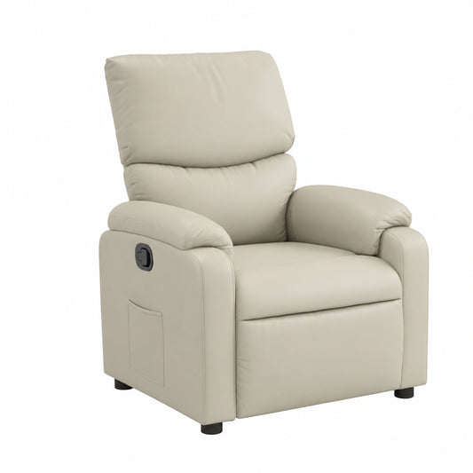 Sedia Reclinabile Elettrica in Pelle Sintetica Crema con Imbottitura Confortevole