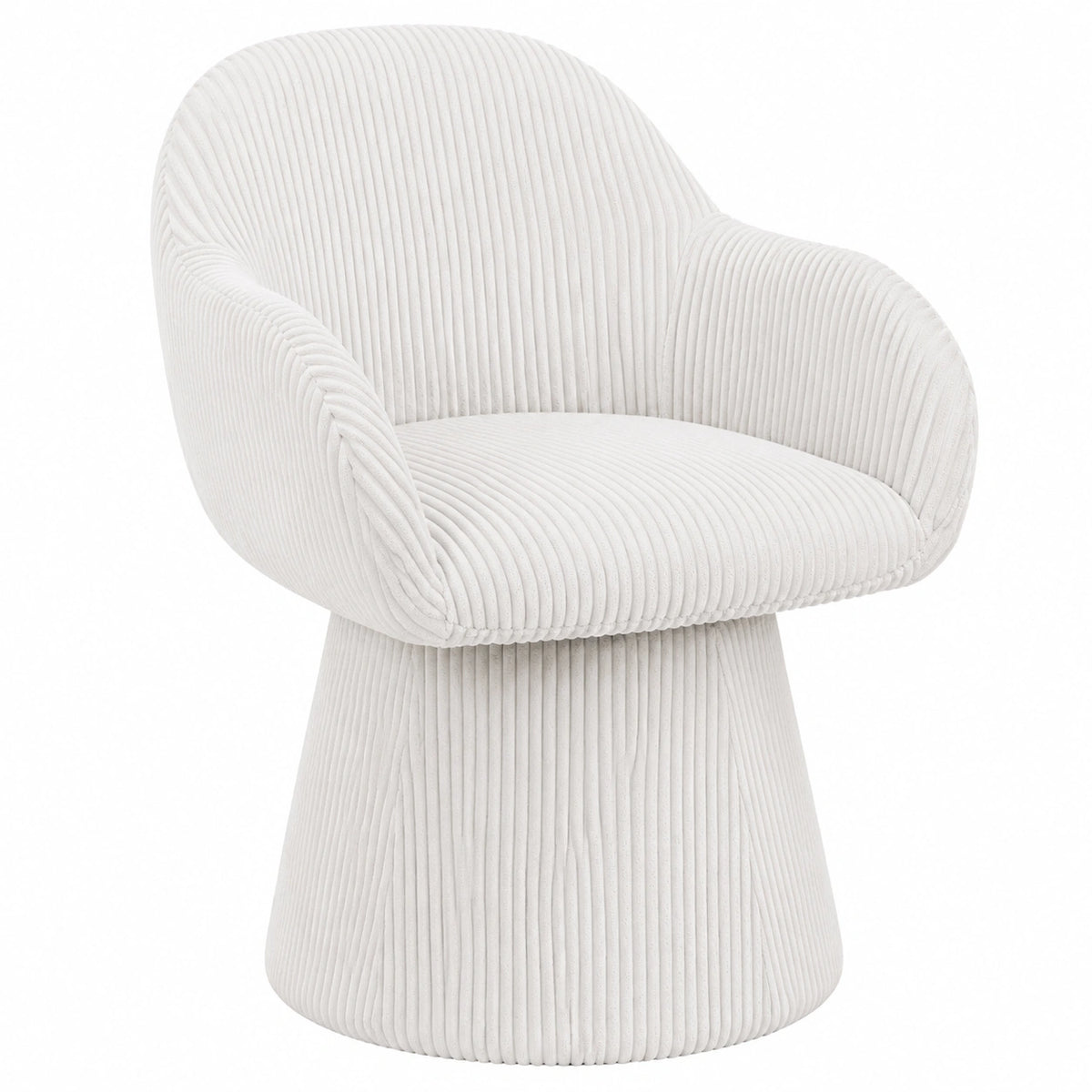 Sedia Girevole in Velluto a Coste, Design Moderno per Interni, Colore Bianco